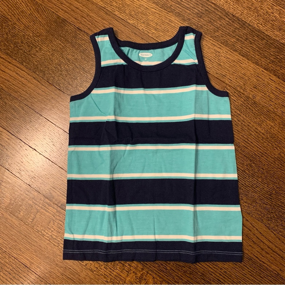 Old Navy Striped Tank (Aqua/Navy/White) Size 4T
